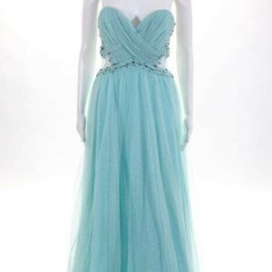 City Lights Mint jewel Rhinestone Sweetheart Gown